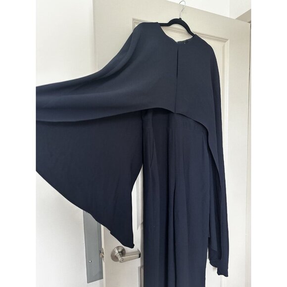 KAREN MILLEN NWT Tailored Asymmetric Draped Cape Straight Leg Jumpsuit Navy 10 - Picture 4 of 13